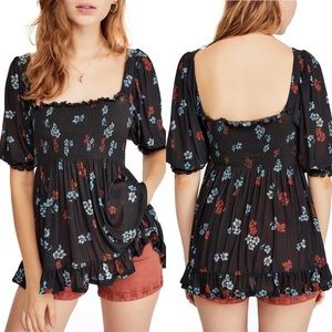 Free People Delta Dawn Smock Floral Top